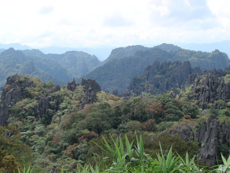 Hon Boun Kalksteinfelsen in bewaldeter Berglandschaft
