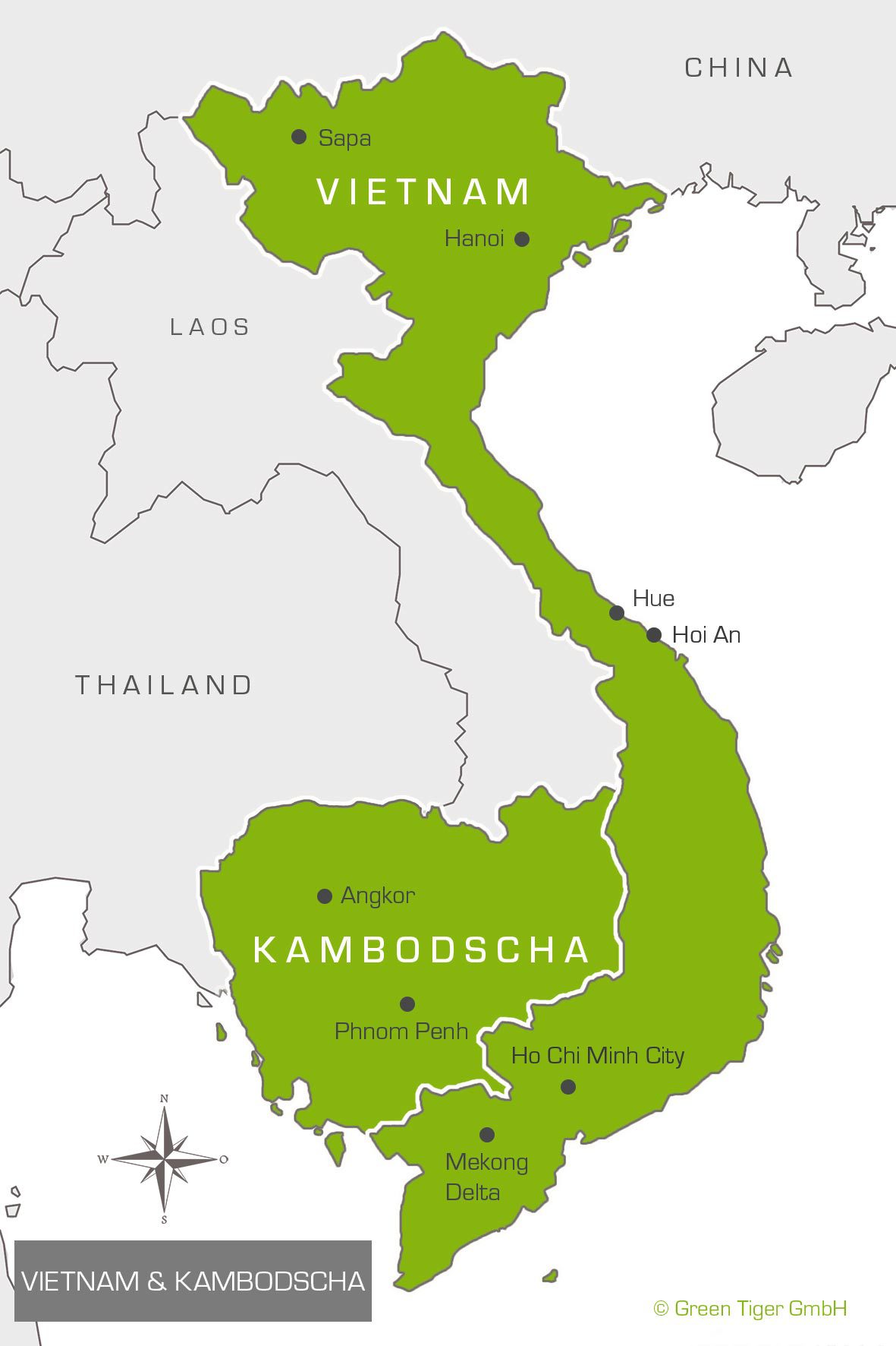 Karte Vietnam Kambodscha