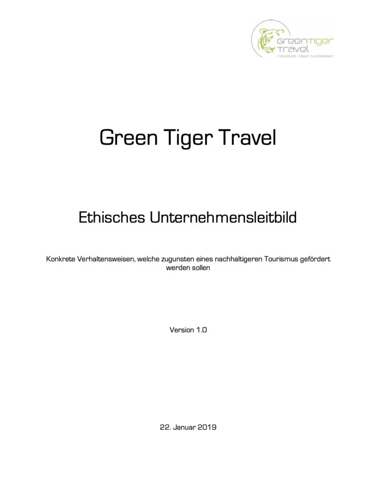 Green Tiger Travel Nachhaltiger Tourismus Leitbild