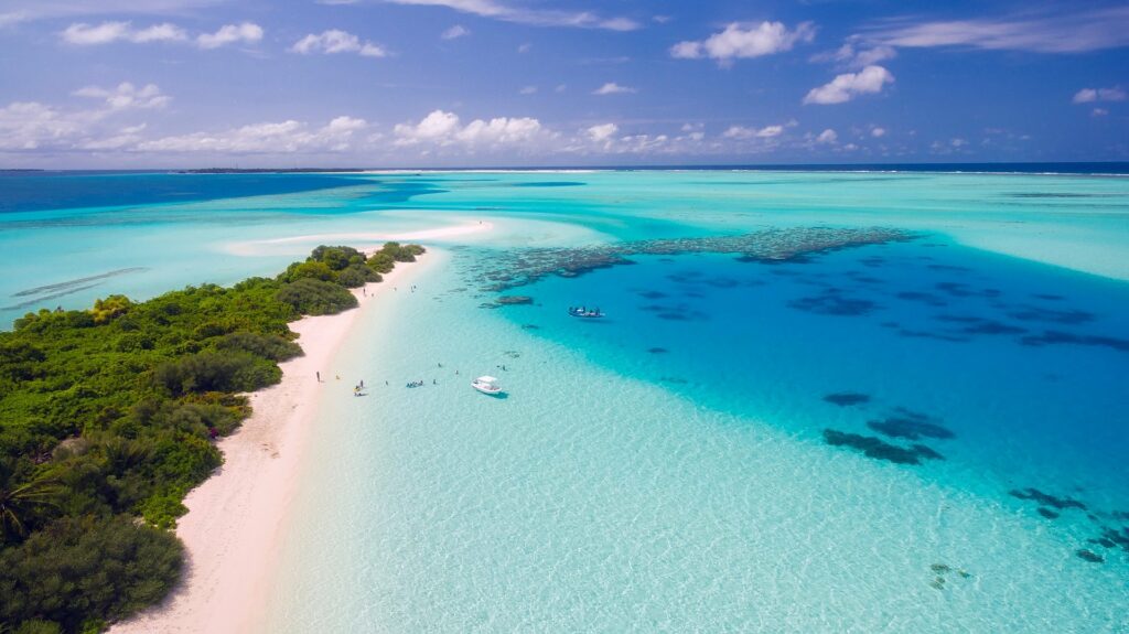 Malediven Strand Luftaufnahme