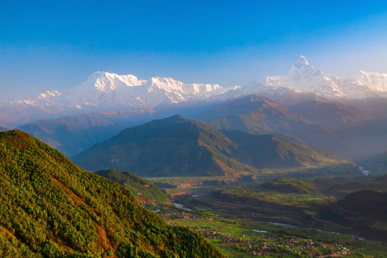 Pokhara Sarangkot Aussicht auf Gebirge